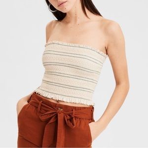 American Eagle Smocked Tube Top Light Pink S